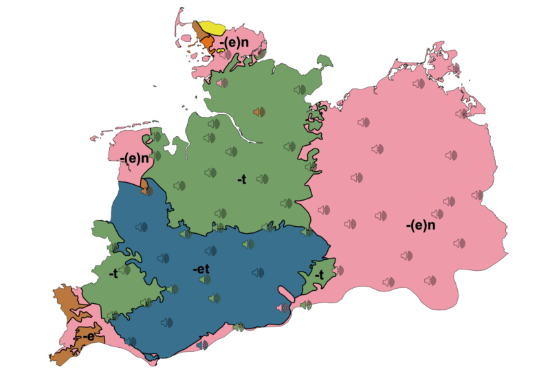 Karte zum Einheitsplural in den niederdeutschen Gebieten aus dem REDE SprachGIS